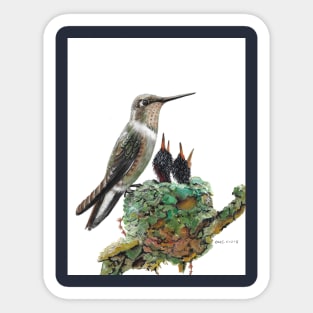 Hummingbird and babies Sticker